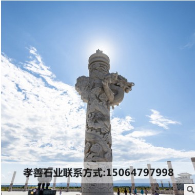 石龍柱浮雕盤龍柱華表花崗巖大型石柱子寺廟家祠景區(qū)廣場(chǎng)盤龍柱