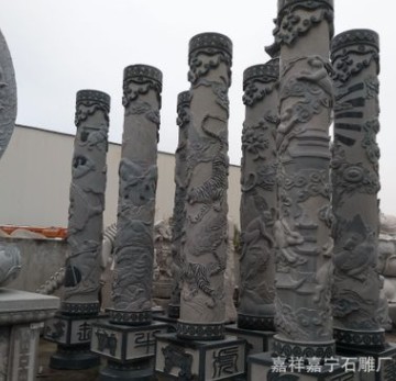 石雕 十二生肖文化柱 寺廟石刻龍柱 景區(qū)花崗巖景觀圖騰柱