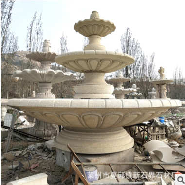 石雕噴泉花盆大理石歐式西方人物流水三層噴泉水缽可定制
