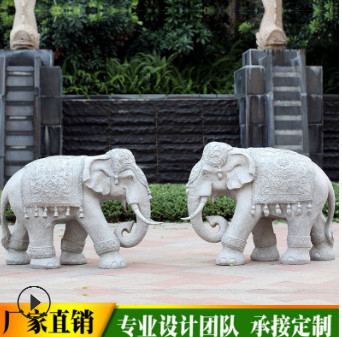 現(xiàn)代廣場園林大象擺件仿石雕動(dòng)物花園雕塑戶外庭院裝飾玻璃鋼工藝