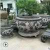 廠家直銷 手工雕刻定制青石仿古石魚缸 庭院園林花崗巖石花缽