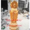 石雕四面觀音 天然漢白玉大理石仿金古代人物神像全身像 裝飾擺件