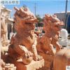 廠家定制石雕晚霞紅麒麟大理石門口鎮(zhèn)宅裝飾瑞獸貔貅一對(duì)動(dòng)物擺件
