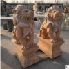 石雕獅子一對(duì)鎮(zhèn)宅辟邪門(mén)口擺件 晚霞紅門(mén)墩獅子招財(cái)動(dòng)物擺件