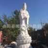 供應漢白玉石雕觀音像 大型三面滴水觀音菩薩寺廟佛像雕塑擺件